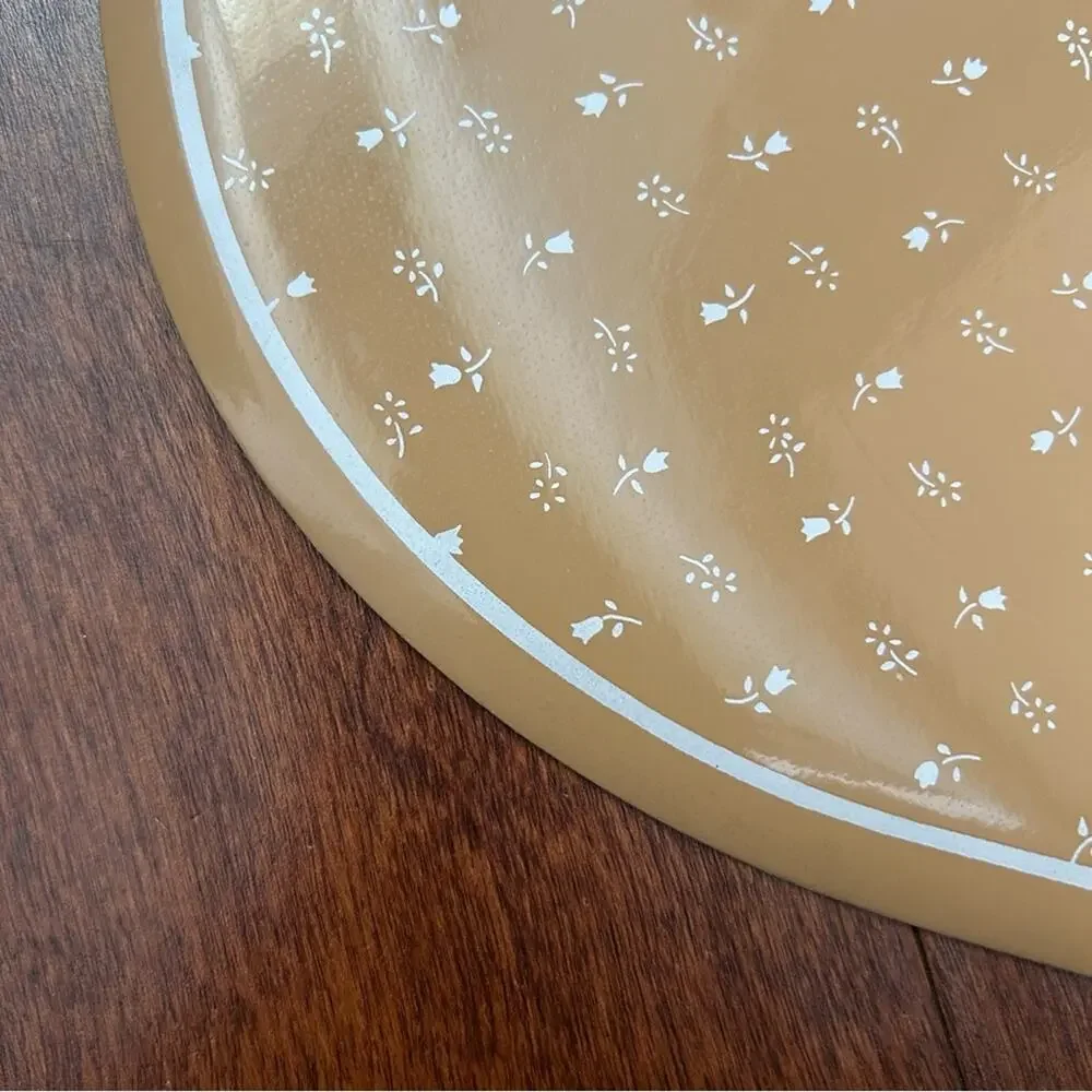 Vintage Kane Kraft Neutral Floral Patterned Tan Foam Vinyl Placemats, Set of 7